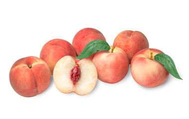 Fototapeta na wymiar Peach fruit isolated on white background,Fresh White Peach on White Background (With clipping path)