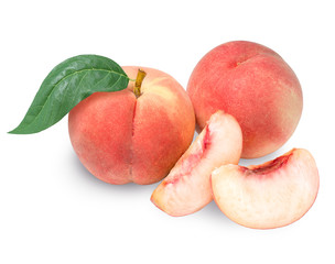 Peach fruit isolated on white background,Fresh White Peach on White Background (With clipping path)