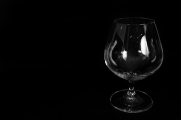 Empty glass for brandy,   whiskey or bourbon