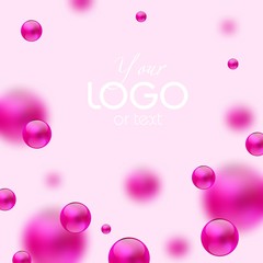 Pink shiny balls floating in the air on light background. Abstract molecules or drops of bright magenta paint. Decorative pearls or beads.
