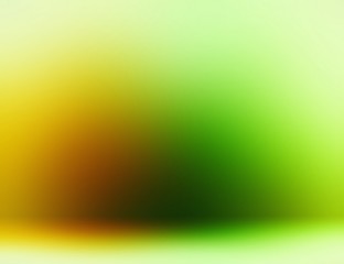 Colorful wall and floor texture. Yellow green vibrant gradient 3d background. Fantasy empty room. Summer natural tints abstract template. 