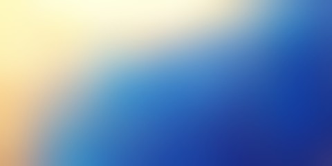 Yellow light on blue background. Texture blur. Illustration defocus abstraction. Deep sky plain template.