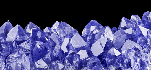 light sapphire crystals macro isolated on black