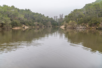 Small Lake in Terrassa, Barcelona, Spain in a cloudy day.