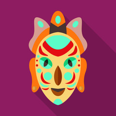 Tribal african mask vector icon.Flat vector icon isolated on white background tribal african mask.