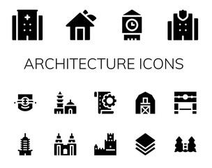 Naklejka premium Modern Simple Set of architecture Vector filled Icons