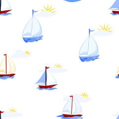 Seamless pattern with ship, boat pattern, baby wallpaper