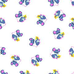 Seamless pattern with wild mouse, baby wallpaper