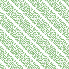 Vector seamless flat pattern with diagonal stripes of small leaves.