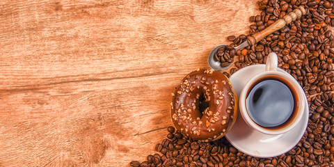 Naklejka premium Background with coffee and macoroons