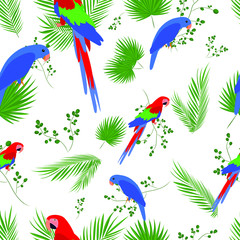 Seamless pattern with wild parrot,palm, wallpaper