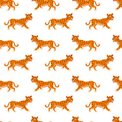 Seamless pattern with wild panther, wild animal, baby wallpaper