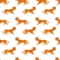 Seamless pattern with wild panther, wild animal, baby wallpaper