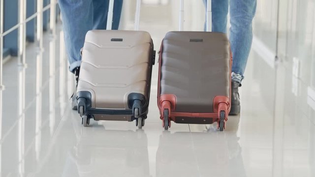 luggage luggage closeup in the airport corridor