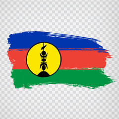 Flag of New Caledonia from brush strokes. Flag of New Caledonia on transparent background for your web site design, app, UI.  Oceania. France. EPS10.