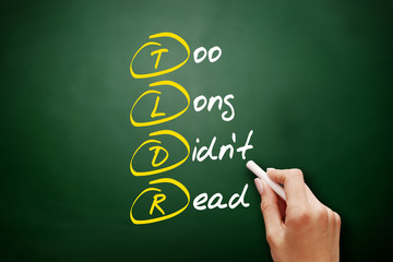 TLDR - Too Long Didn't Read acronym, business concept background