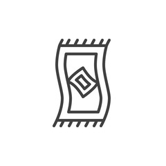 Muslim prayer rug line icon. linear style sign for mobile concept and web design. Islamic praying carpet outline vector icon. Symbol, logo illustration. Vector graphics