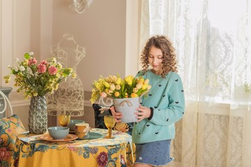 Nice teenage girl at home, children lifestyle concept, growing period 