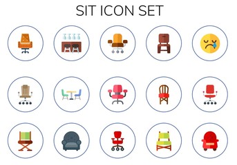 Modern Simple Set of sit Vector flat Icons