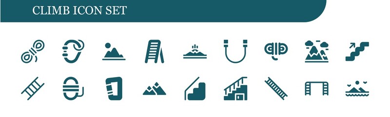 Obraz premium Modern Simple Set of climb Vector filled Icons