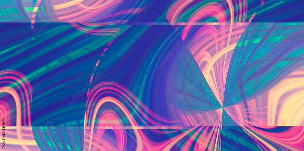 Wall mural abstract gradient multi-color background trend color 2020. the flowing lines of the waves fill the c