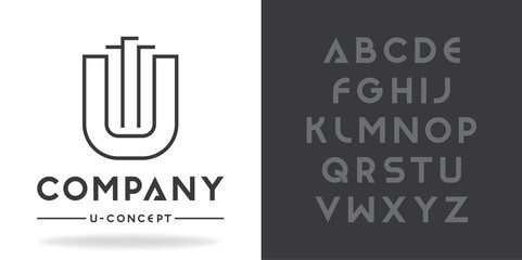 Real estate, business logo template. Font character design and font family.