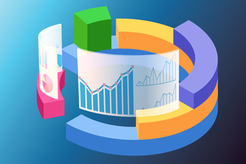 Various visualisation at trading environment - 3d rendering