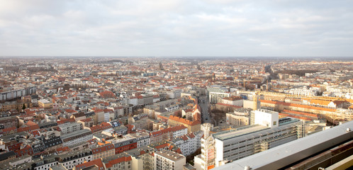 Obraz premium Berlin, Germany - December 31, 2019: Aerial view of city skyline.
