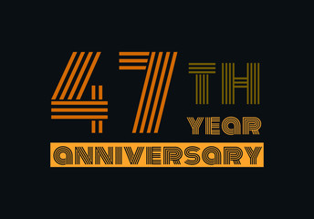 47 years anniversary line style gold color with the gray background 