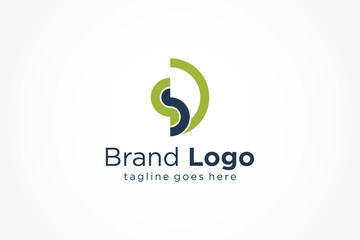 Obraz premium Abstract Letter S and D Blue Green Linked Line Logo. Flat Vector Logo Design Template Element
