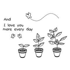 House plants in pots for your design template, icon, gift card