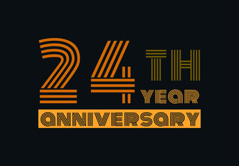 24 years anniversary line style gold color with the gray background 