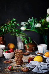 Strawberry oatmeal vegan cookies..style rustic