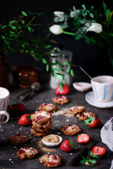 Strawberry oatmeal vegan cookies..style rustic