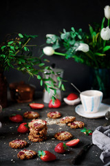 Strawberry oatmeal vegan cookies..style rustic