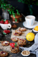 Strawberry oatmeal vegan cookies..style rustic