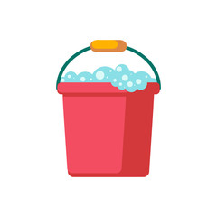 Vector bucket on white. Cleaning Icon