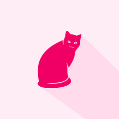 Cat looks back - icon illustration