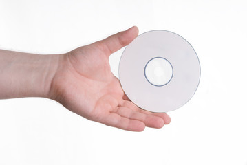 Laser disk in a male hand