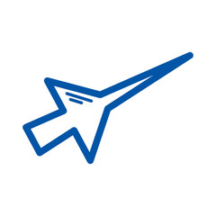Simple icon of fast airplane isolated on white background. Line style. Vector illustration.