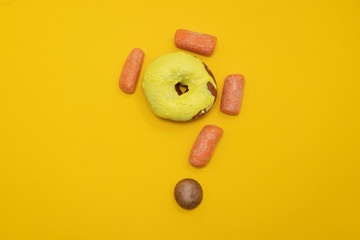Healthy or tasty: Carrot versus donut. Choise.