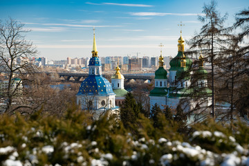 Fototapeta na wymiar Vydubychi Monastery - beautiful Kyiv church