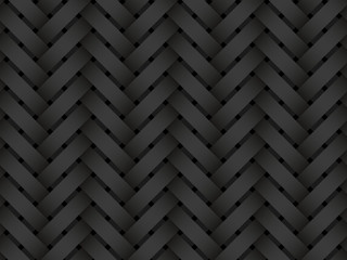 Black seamless pattern of wicker stripes. Vector dark repeating background illustration.