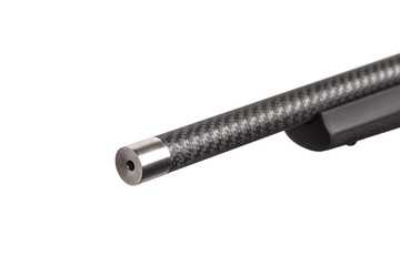 Modern .22lr semi-automatic rifle with plastic butt isolate on a white background. Weapons with a carbon barrel for hunting sports and self-defense.