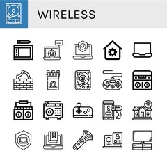 wireless simple icons set