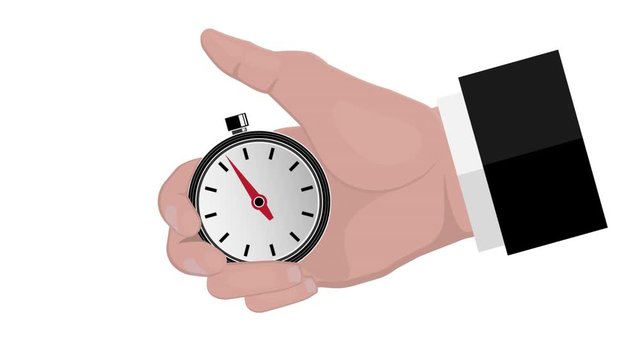 Stopwatch. Stopwatch in hand, animation with alpha channel enabled. Cartoon