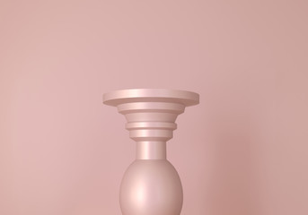 Fototapeta na wymiar Podium - classic 3D column. Pedestal for product presentation. Order architectural pink platform for store advert. Exhibition stand - render illustration