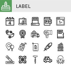 label simple icons set