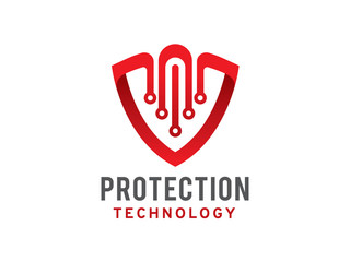 Protection or shield technology logo template design, icon, symbol