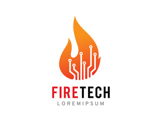 Fire technology logo template design, icon, symbol